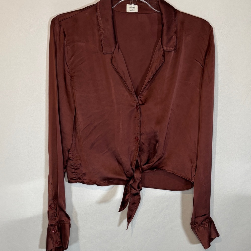 Wilfred Rich Mahogany Satin Blouse